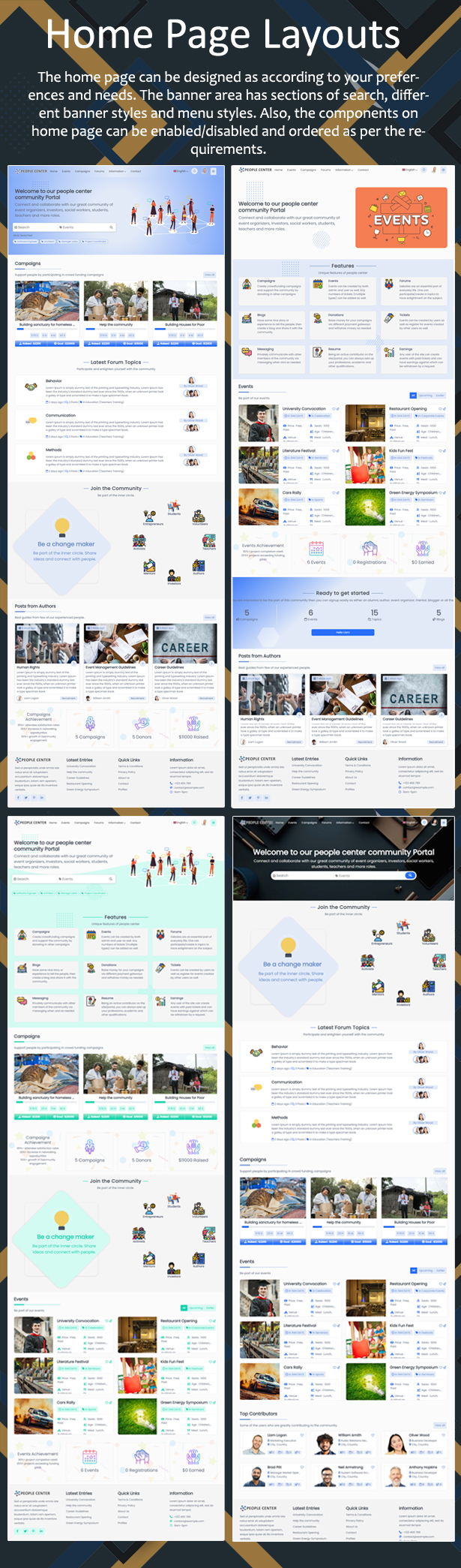 Home Page Layouts